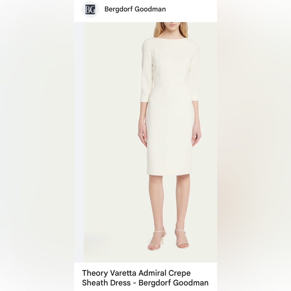 Theory Long Sleeve Varetta Admerial Crepe Dress in Ivory - NWT!